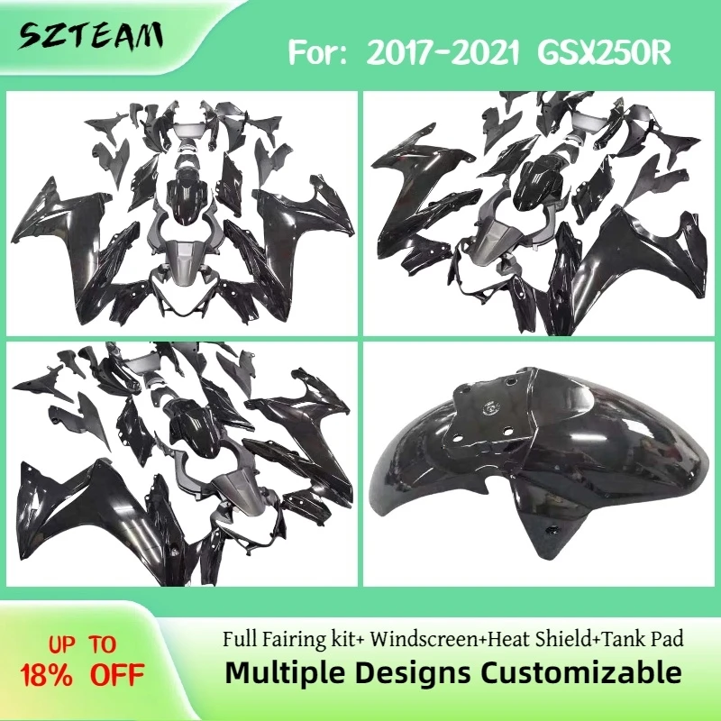 Комплект обтекателей для мотоцикла GSX250R 2017-2021, ABS, цвет «глянцевый черный», литье под давлением, окрашенные обтекатели из АБС-пластика
Комплект обтекателей для мотоцикла GSX250R 2017-2021, ABS, цвет «глянцевый черный», литье под давлением, окрашенные обтекатели из АБС-пластика