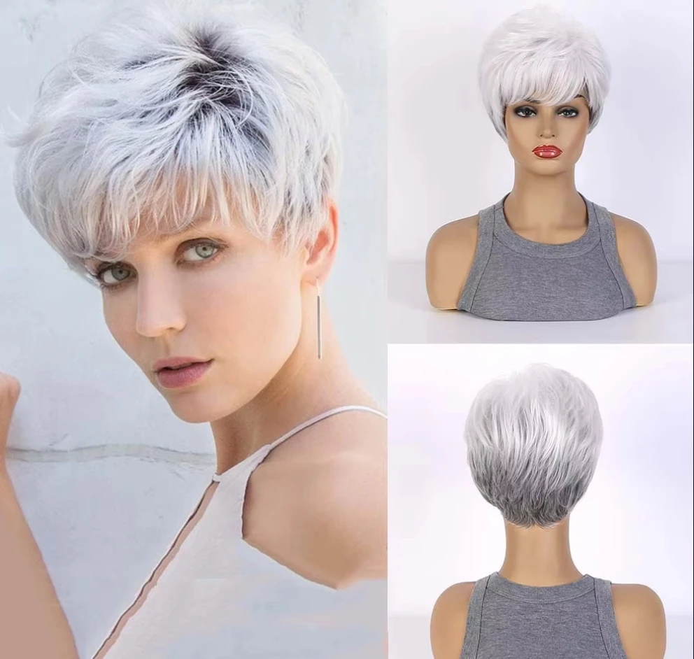 Mommy Hair Grey Mixed White Short Wigs with For Women Silver White Heat Resistant Synthetic Full Wig for DailyParty
Mommy Hair Grey Mixed White Short Wigs with For Women Silver White Heat Resistant Synthetic Full Wig for DailyParty