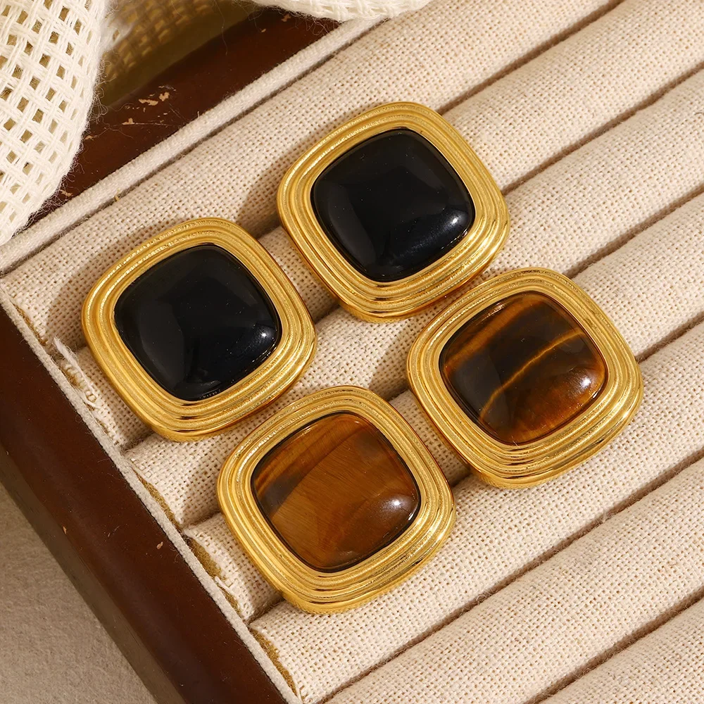 2025 Unique 18K Gold-plated Stainless Steel Natural Stone Square Earrings Party Waterproof Jewelry Women's Retro Gift 
2025 Unique 18K Gold-plated Stainless Steel Natural Stone Square Earrings Party Waterproof Jewelry Women's Retro Gift