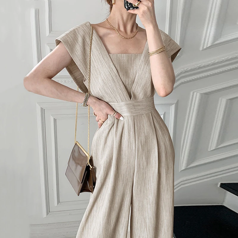 Summer Sexy Overalls for Women Sleeveless Romper Loose Wide Leg Pants Casual Jumpsuits Vintage Office Lady Combinaison Femme
Summer Sexy Overalls for Women Sleeveless Romper Loose Wide Leg Pants Casual Jumpsuits Vintage Office Lady Combinaison Femme