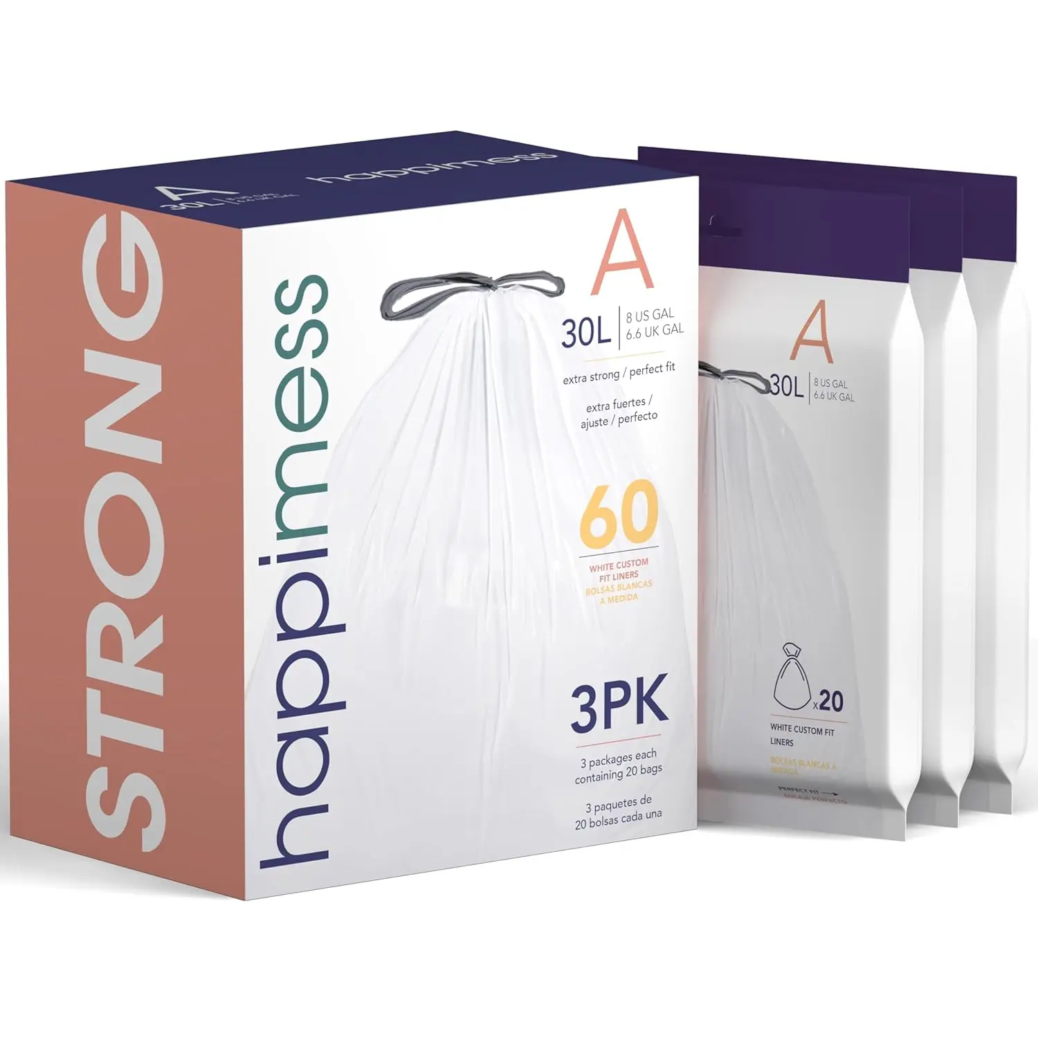 7.9 Gallon Drawstring Trash Bags for Kitchen, 60 Count, White Trash Can Liners with Strong LDPE Plastic
7.9 Gallon Drawstring Trash Bags for Kitchen, 60 Count, White Trash Can Liners with Strong LDPE Plastic