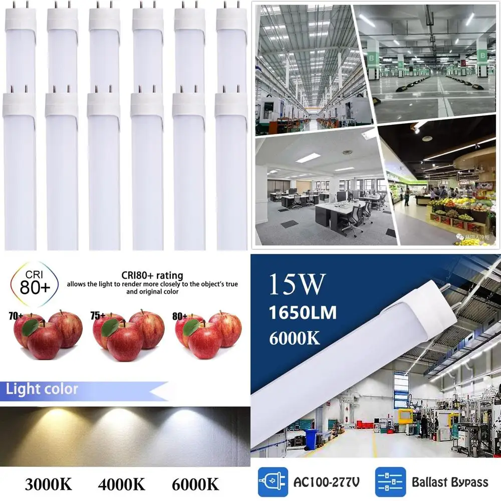 3-футовые светодиодные лампы T8 мощностью 15 Вт, 12 шт., дневной свет 6000 К, для домашнего использования, балластный обход, цоколь G13, люминесцентные лампы с молочным покрытием
3-футовые светодиодные лампы T8 мощностью 15 Вт, 12 шт., дневной свет 6000 К, для домашнего использования, балластный обход, цоколь G13, люминесцентные лампы с молочным покрытием