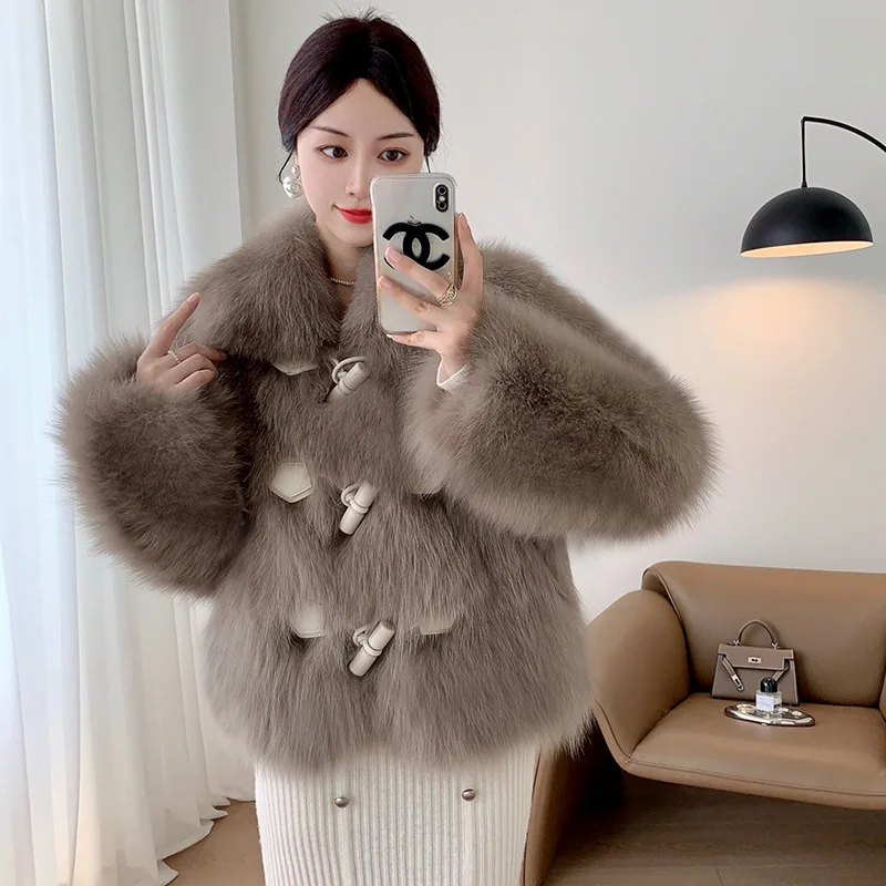 Women Fluffy Jacket Winter Clothes Short Faux-Fox Fur Coats Korea Lapel Casual Black Outwear Female Thick Warm Plush Overcoat 
Women Fluffy Jacket Winter Clothes Short Faux-Fox Fur Coats Korea Lapel Casual Black Outwear Female Thick Warm Plush Overcoat