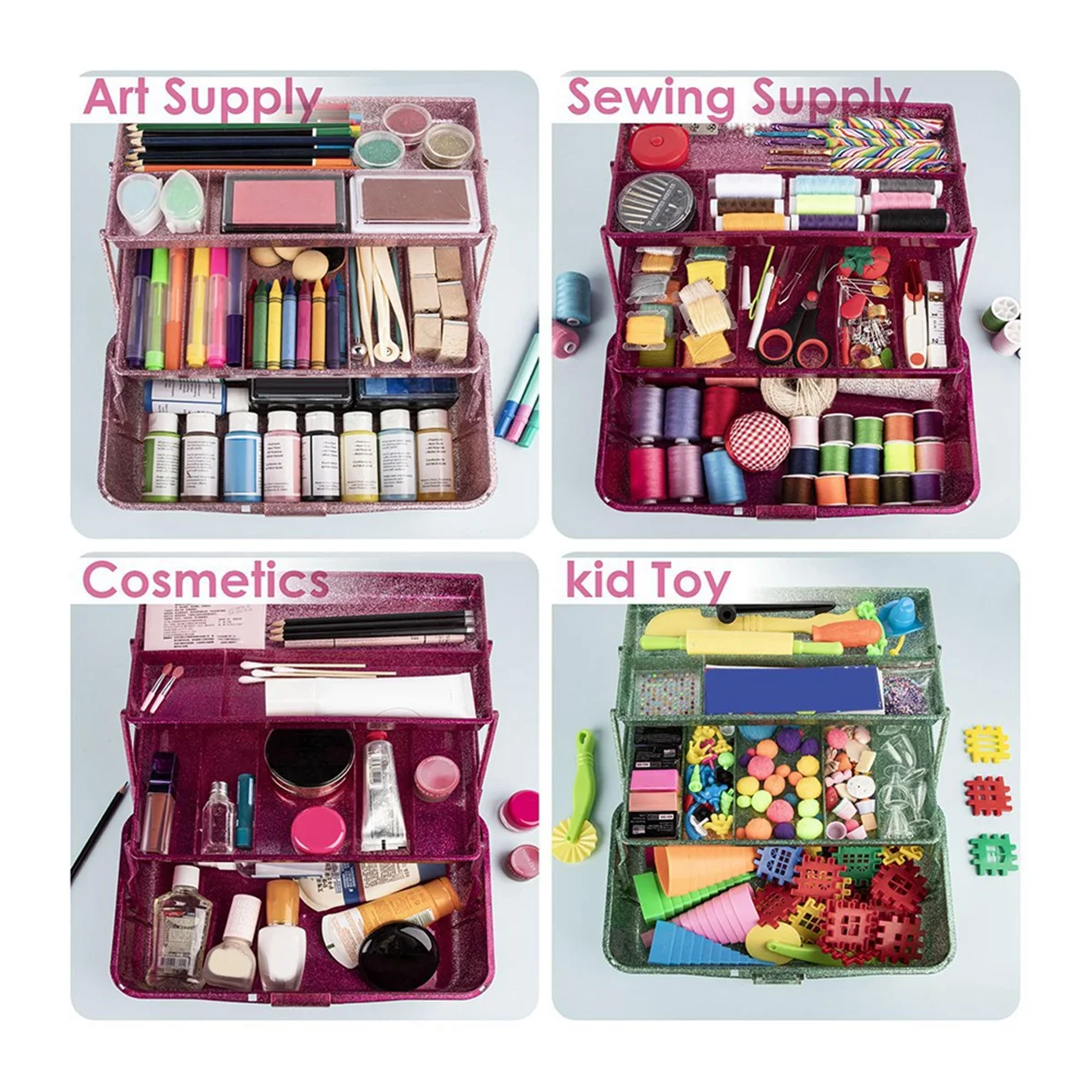 A48I Glitter Pink & Craft Tool Storage Box,3-Layer Stackable Carry Tackle Box Sewing Box Organizer for Art
A48I Glitter Pink & Craft Tool Storage Box,3-Layer Stackable Carry Tackle Box Sewing Box Organizer for Art