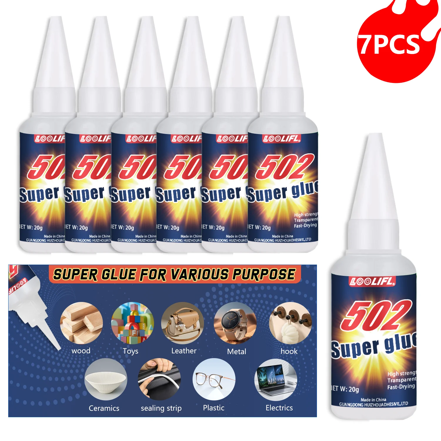 502 Super Glue Quick-Drying Strong Cyanoacrylate Glue Is Used for DIY Handicraft Repair of Metal, Wood, Plastic, and Ceramics. 20g
502 Super Glue Quick-Drying Strong Cyanoacrylate Glue Is Used for DIY Handicraft Repair of Metal, Wood, Plastic, and Ceramics. 20g