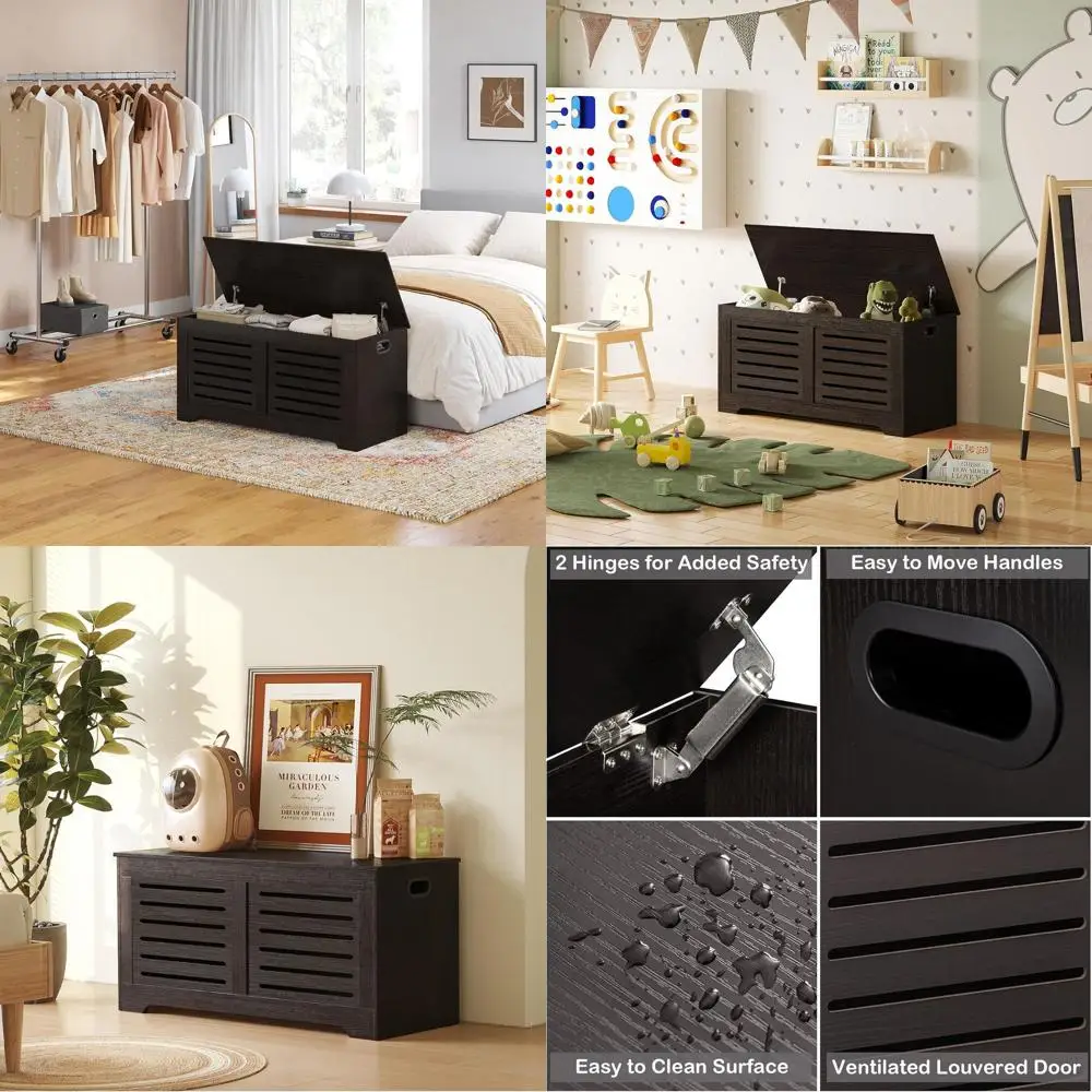 Espresso Wooden Storage Chest with Flip-Top, 39.4 Large Trunk for Living Room, Bedroom, Shoe Storage Bench, Easy Assembly
Espresso Wooden Storage Chest with Flip-Top, 39.4 Large Trunk for Living Room, Bedroom, Shoe Storage Bench, Easy Assembly