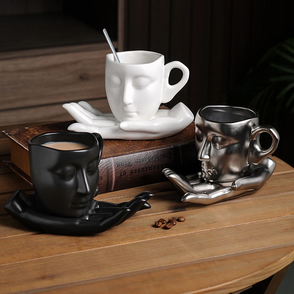 Abstract Art Hand Face Sculpture Ceramic Coffee Cup & Saucer Set, Creative Ins Aesthetic Tea Mug with Spoon, C06-1
Abstract Art Hand Face Sculpture Ceramic Coffee Cup & Saucer Set, Creative Ins Aesthetic Tea Mug with Spoon, C06-1