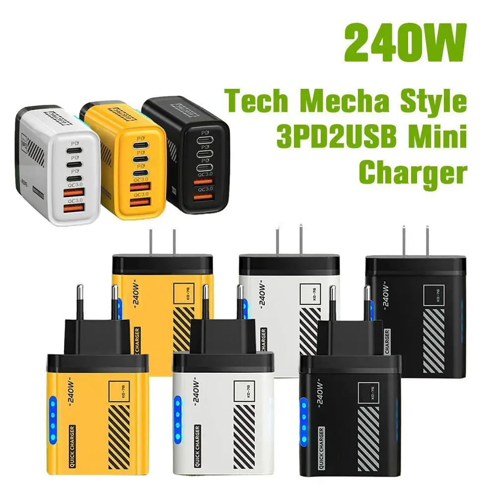 5 In 1 GaN Charger 80w, 240w Max Fast Charging Module With Type C And USB Ports, Super Fast Charging For Mobile Phones Laptops
5 In 1 GaN Charger 80w, 240w Max Fast Charging Module With Type C And USB Ports, Super Fast Charging For Mobile Phones Laptops