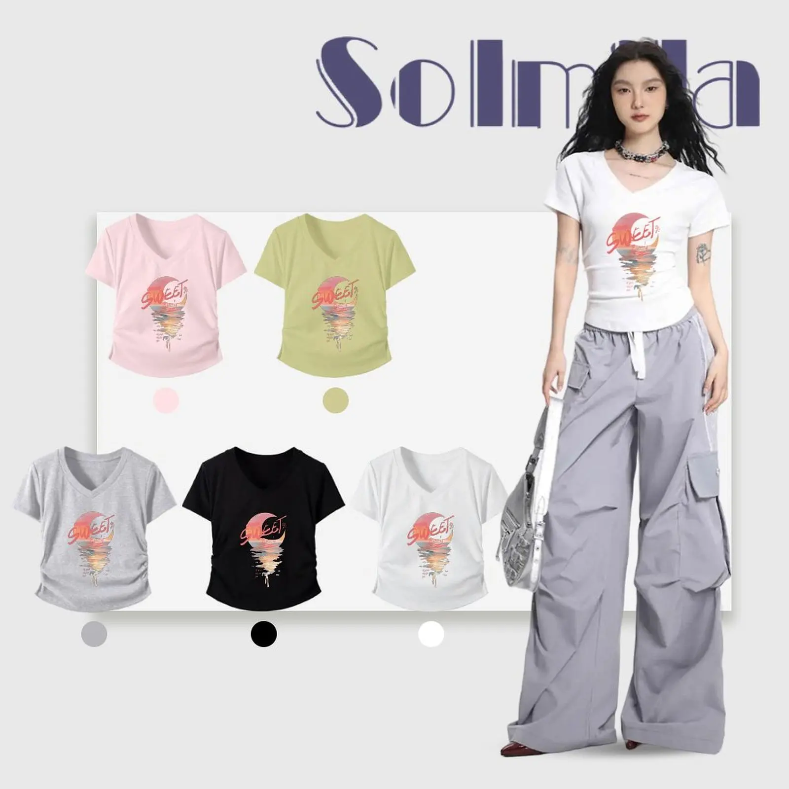 Summer Women's T Shirt Print Casual Short Sleeve T-Shirts Fashion Streetwear V-Neck Pullover Female Slim Tops Tees Clothing
Summer Women's T Shirt Print Casual Short Sleeve T-Shirts Fashion Streetwear V-Neck Pullover Female Slim Tops Tees Clothing