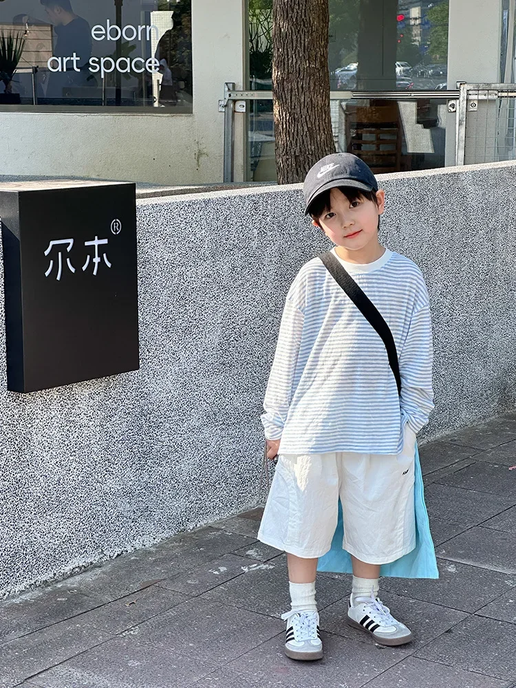 Childrens Mid Size Childrens Summer Striped Long Sleeved T-shirt Childrens Lightweight and Loose Sunscreen Clothing
Childrens Mid Size Childrens Summer Striped Long Sleeved T-shirt Childrens Lightweight and Loose Sunscreen Clothing