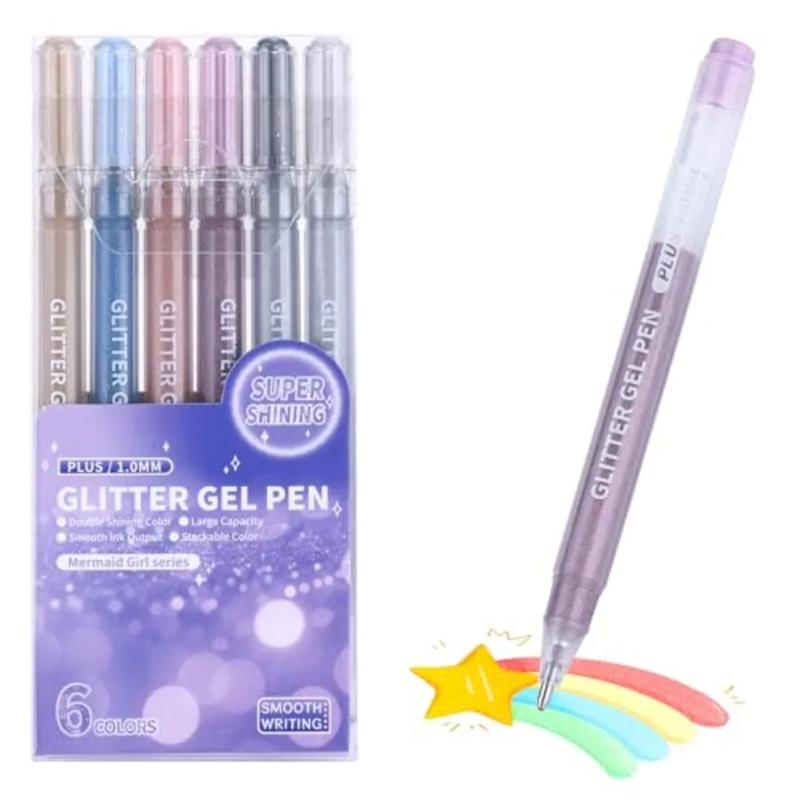 Glitter Effect Gel Pens, 6 Colors Sparkle Colored Gel Markers for Adult Coloring Books, Metallic Glitter Pens for Drawing, Scra
Glitter Effect Gel Pens, 6 Colors Sparkle Colored Gel Markers for Adult Coloring Books, Metallic Glitter Pens for Drawing, Scra