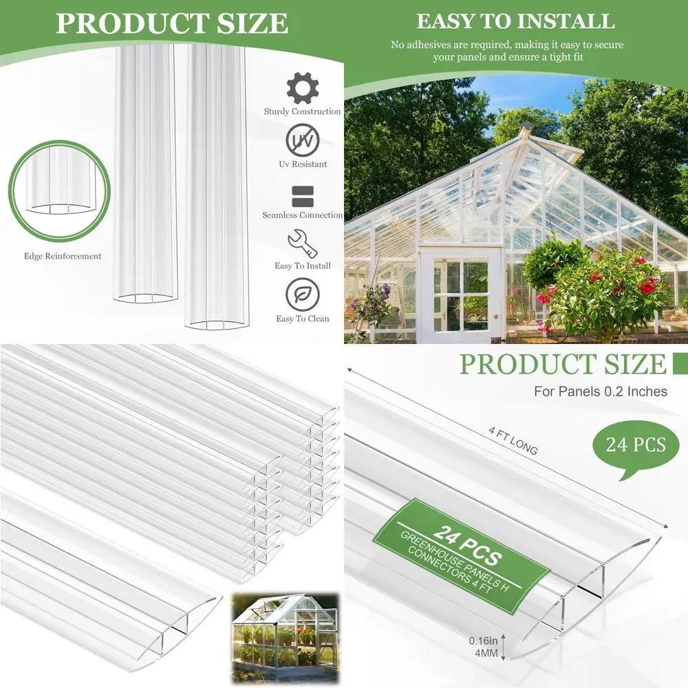 24-Piece 4ft Polycarbonate Greenhouse Panels with 6mm Clear Roofing for Greenhouse Accessories
24-Piece 4ft Polycarbonate Greenhouse Panels with 6mm Clear Roofing for Greenhouse Accessories