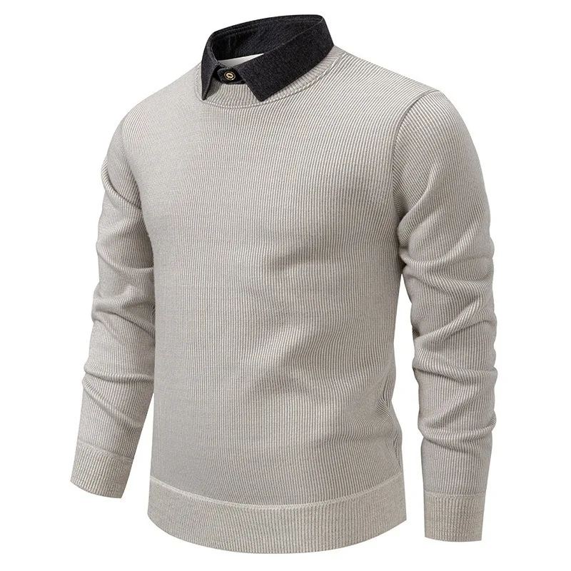 Men's Fake Two Piece Knitted Sweater Contrast Collar Long Sleeve Casual Pullover for Business Daily Wear
Men's Fake Two Piece Knitted Sweater Contrast Collar Long Sleeve Casual Pullover for Business Daily Wear