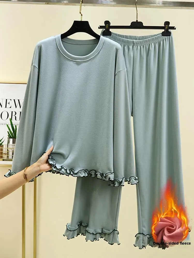 Thickened Fleece Pajamas Set Women's Casual Loose Home Clothes Floral Trim Home Suit plus Size Sleepwear Thermal Regulation
Thickened Fleece Pajamas Set Women's Casual Loose Home Clothes Floral Trim Home Suit plus Size Sleepwear Thermal Regulation