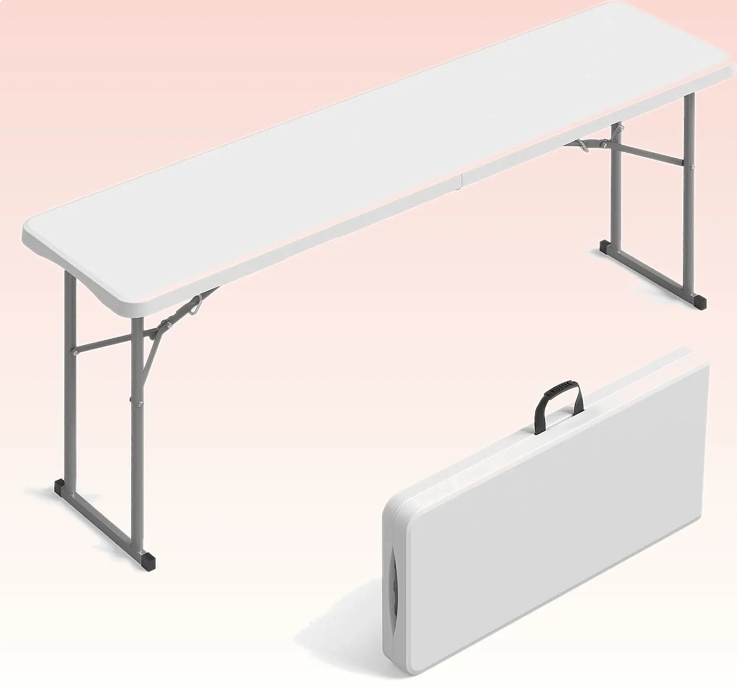 VINGLI 6 FT Narrow Folding Table, HDPE Top, Sturdy Metal Frame, White for Party Buffet Seminar
VINGLI 6 FT Narrow Folding Table, HDPE Top, Sturdy Metal Frame, White for Party Buffet Seminar