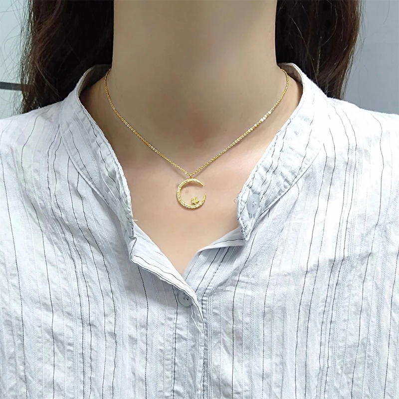 RAPRGOLD Full Round Cut Moissanite Elegant Moon Star Pendant Necklaces for Women Chains Neck Fine Jewelry Gifts with Certificate
RAPRGOLD Full Round Cut Moissanite Elegant Moon Star Pendant Necklaces for Women Chains Neck Fine Jewelry Gifts with Certificate