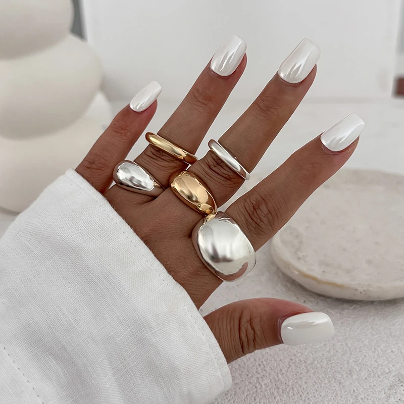 5Pcs/Set Resin Metal Smooth Opened Rings For Women Fashion Punk Simple Personality Finger Ring Party Jewelry Gold Silver Color
5Pcs/Set Resin Metal Smooth Opened Rings For Women Fashion Punk Simple Personality Finger Ring Party Jewelry Gold Silver Color