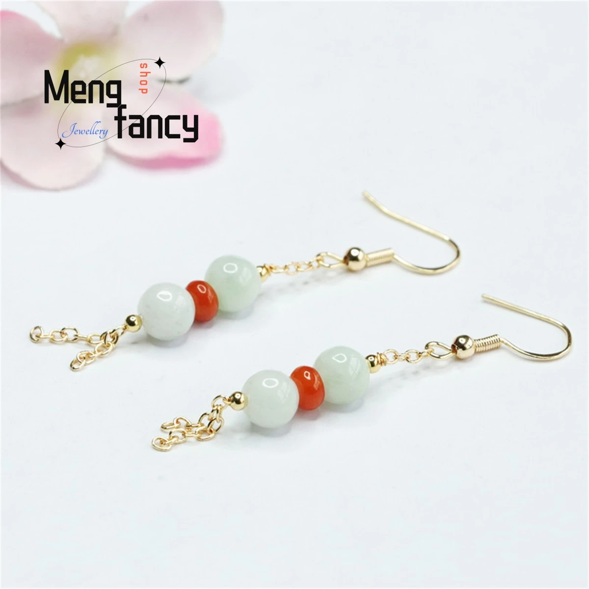 Natural Jadeite Round Bead Red Jade Safety Buckle Tassel Earrings Simple Generous Personality Vintage Fashion Women Fine Jewelry
Natural Jadeite Round Bead Red Jade Safety Buckle Tassel Earrings Simple Generous Personality Vintage Fashion Women Fine Jewelry