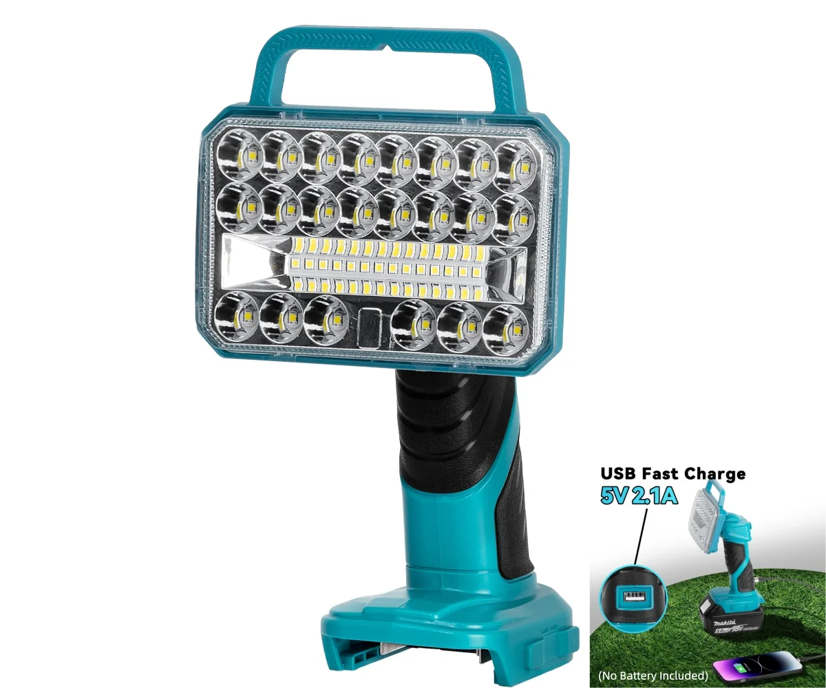 18W 2000LM Cordless LED Flashlight for Makita 18V, USB Port, for Camping, Hiking, Job Site, Indoor & Outdoor Use (No Battery)
18W 2000LM Cordless LED Flashlight for Makita 18V, USB Port, for Camping, Hiking, Job Site, Indoor & Outdoor Use (No Battery)
