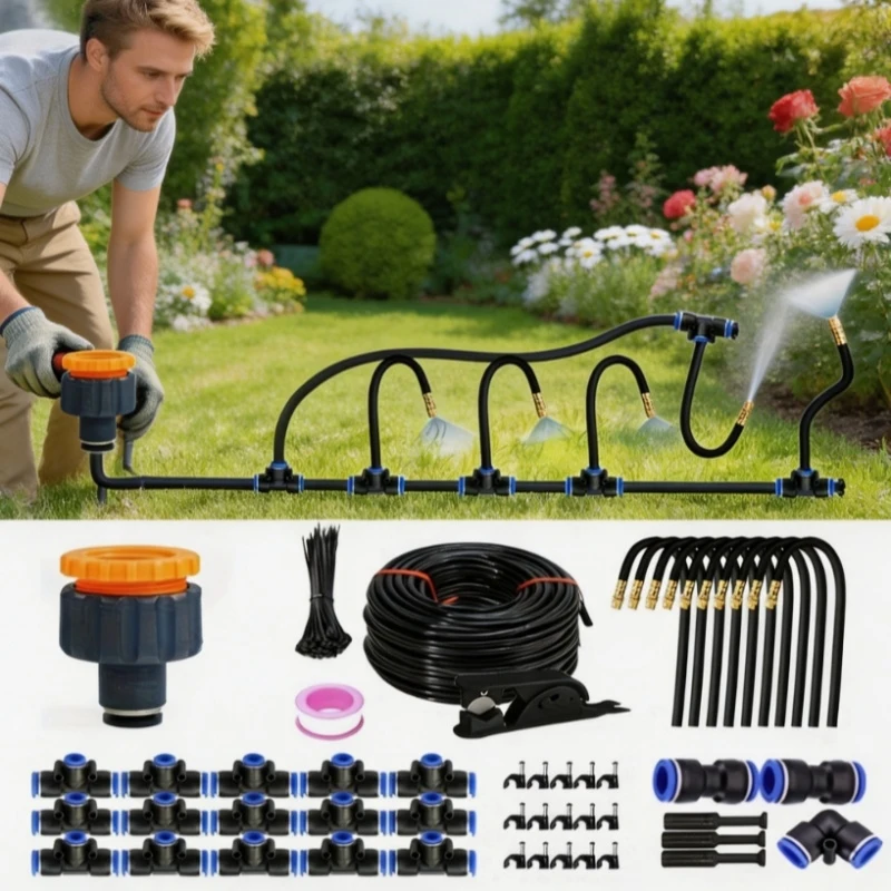 Patio Garden Misting Cooling System 30M DIY Free Bending 8mm Hose Universal Sprayer Kit for Plant Fogging Watering Irrigation
Patio Garden Misting Cooling System 30M DIY Free Bending 8mm Hose Universal Sprayer Kit for Plant Fogging Watering Irrigation