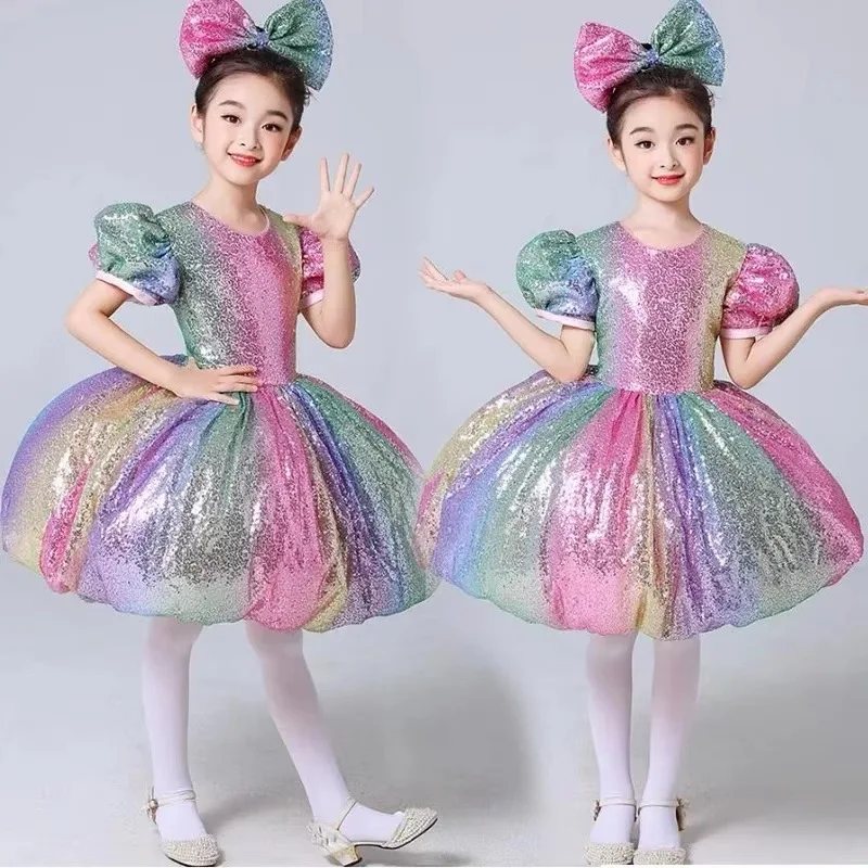 Rainbow Sequins Girl Princess Tutu Dress Kids Modern Hip Hop Jazz Dance Performance Costume Children Girls stage dance Dress
Rainbow Sequins Girl Princess Tutu Dress Kids Modern Hip Hop Jazz Dance Performance Costume Children Girls stage dance Dress