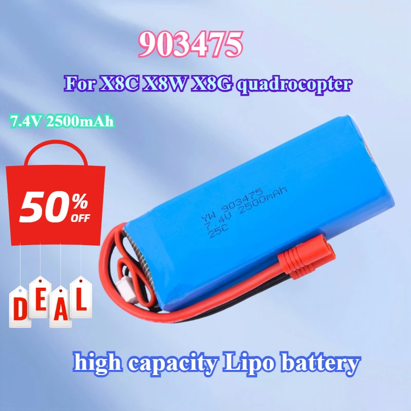 7.4V 2500mAh 903475 Repalacecement Drone Battery for X8C X8W X8G Quadrocopter High Capacity Lipo Battery Brand New
7.4V 2500mAh 903475 Repalacecement Drone Battery for X8C X8W X8G Quadrocopter High Capacity Lipo Battery Brand New