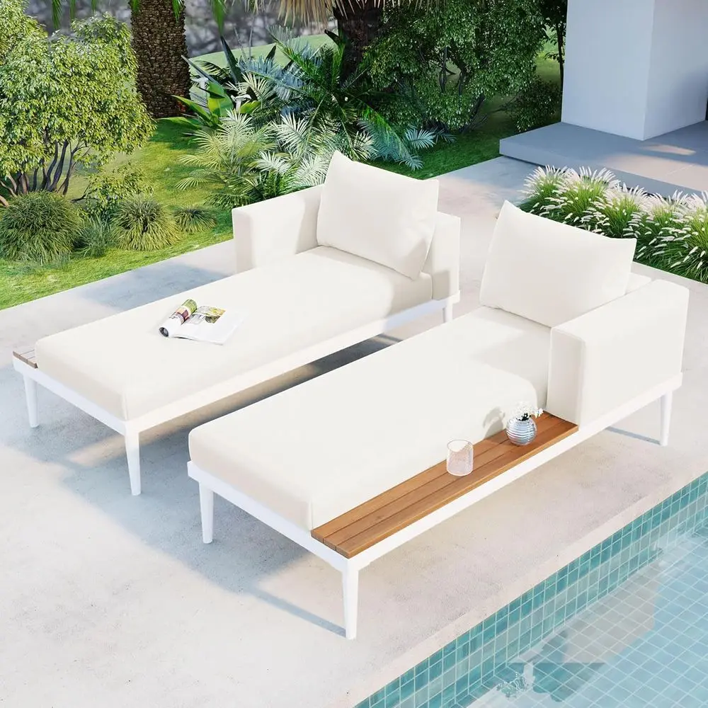 Versatile Outdoor Metal Daybed with Wood Side Tables, Padded Chaise Lounge with Cushions, Double Sun Lounger for Garden or Pools
Versatile Outdoor Metal Daybed with Wood Side Tables, Padded Chaise Lounge with Cushions, Double Sun Lounger for Garden or Pools