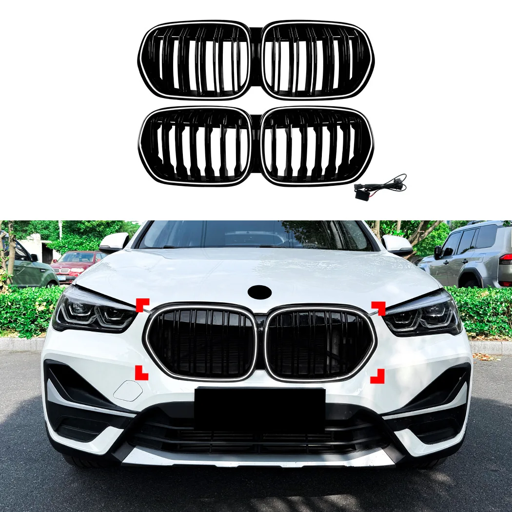 For BMW X1 F48 F49 LCI 2020 - 2022 Lamp-equipped LED illuminated front grille air intake panel Bumper Kidney Racing accessories
For BMW X1 F48 F49 LCI 2020 - 2022 Lamp-equipped LED illuminated front grille air intake panel Bumper Kidney Racing accessories