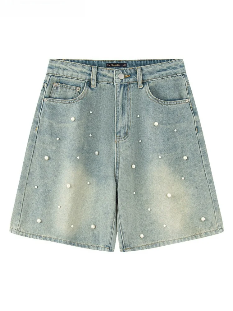 La Chapelle Summer New Pearl Embellied Denim orts Casual Faionable A-Line Hot Pants High Waist Straight Leg Jeans Blue
La Chapelle Summer New Pearl Embellied Denim orts Casual Faionable A-Line Hot Pants High Waist Straight Leg Jeans Blue