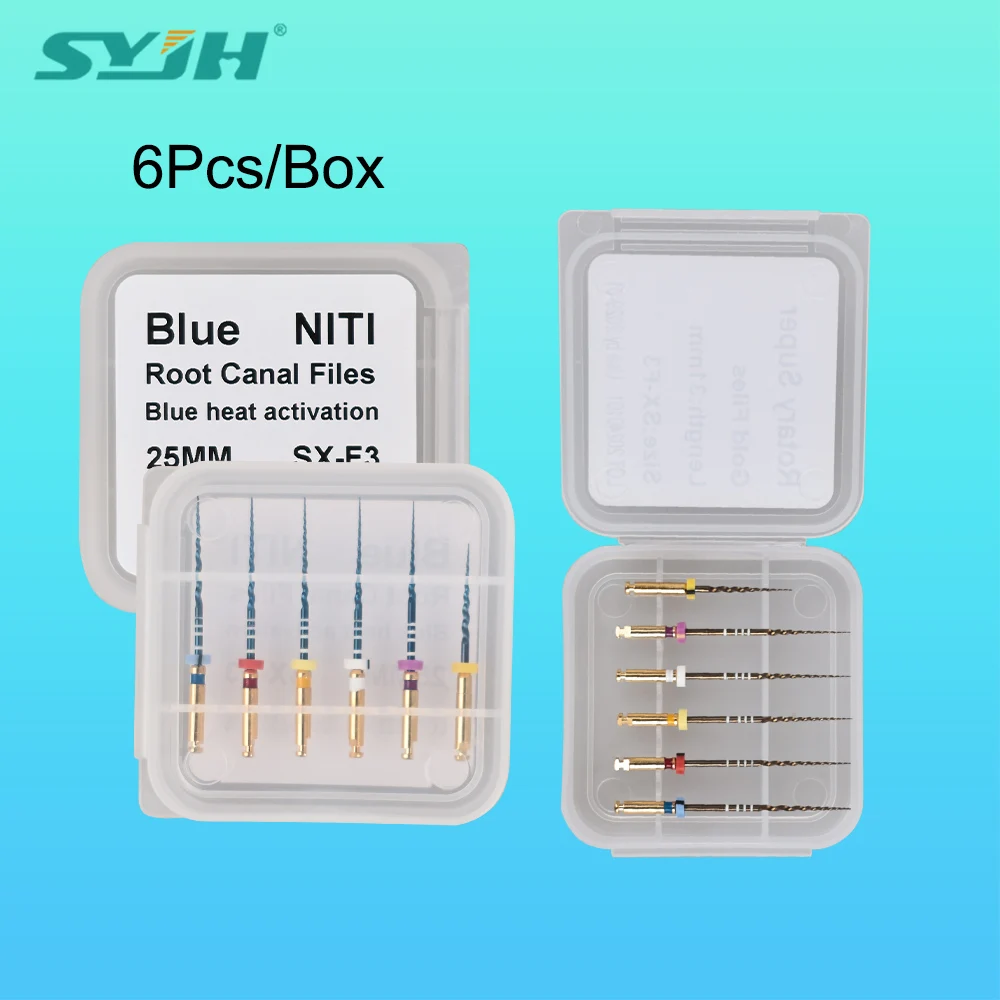 SYJH 6Pcs/Box 21/25mm Sx-F3 Blue/Gold Dental Niti Rotary Heat Activate Flexible Endo Rotary Files Dentistry Endodontic Materials
SYJH 6Pcs/Box 21/25mm Sx-F3 Blue/Gold Dental Niti Rotary Heat Activate Flexible Endo Rotary Files Dentistry Endodontic Materials