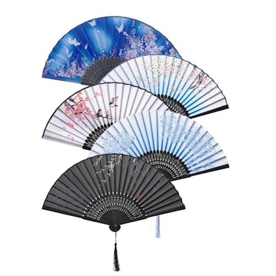 QIRMIZI 5 Pieces Handheld Fans - Elegant Silk Folding Fans with Bamboo Frames, Hollowed Fringe Foldable Fan, Handheld Fan Folda
QIRMIZI 5 Pieces Handheld Fans - Elegant Silk Folding Fans with Bamboo Frames, Hollowed Fringe Foldable Fan, Handheld Fan Folda