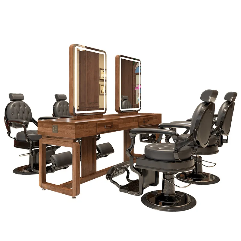 Hair salon retro solid wood mirror table barber shop special mirror
Hair salon retro solid wood mirror table barber shop special mirror