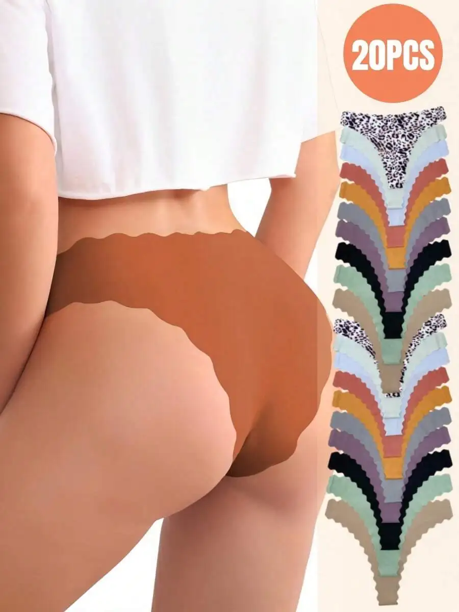 20-Pack Women Low-Rise Seamless Thongs With Wavy Edge Soft Breathable Solid Color Panties
20-Pack Women Low-Rise Seamless Thongs With Wavy Edge Soft Breathable Solid Color Panties