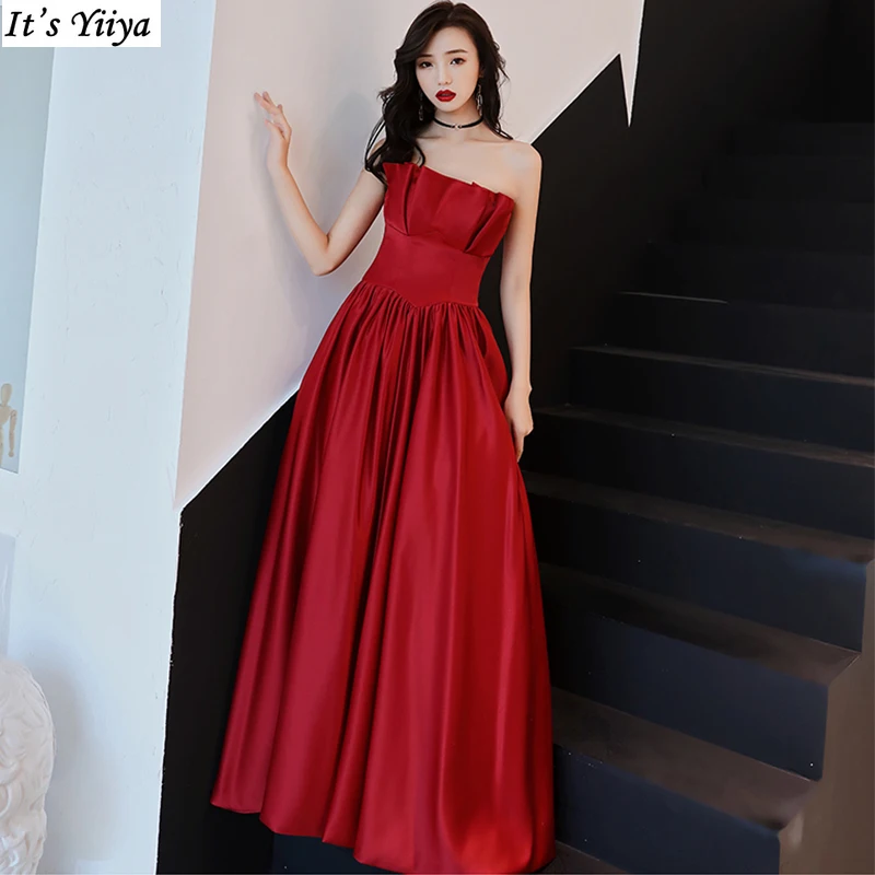 It's Yiiya Customized Evening Dress Wine Red Satin Strapless Lace up A-Line Floor Length Plus Size Woman Party FOrmal Gown E1016
It's Yiiya Customized Evening Dress Wine Red Satin Strapless Lace up A-Line Floor Length Plus Size Woman Party FOrmal Gown E1016