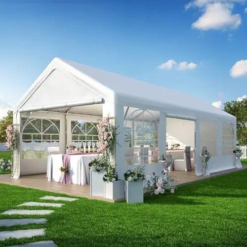 13' x 26' Canopy Party Tent & Carport - Heavy Duty Outdoor Wedding Gazebo with 4 Sand Bags, Event Shelter Canopy for
13' x 26' Canopy Party Tent & Carport - Heavy Duty Outdoor Wedding Gazebo with 4 Sand Bags, Event Shelter Canopy for