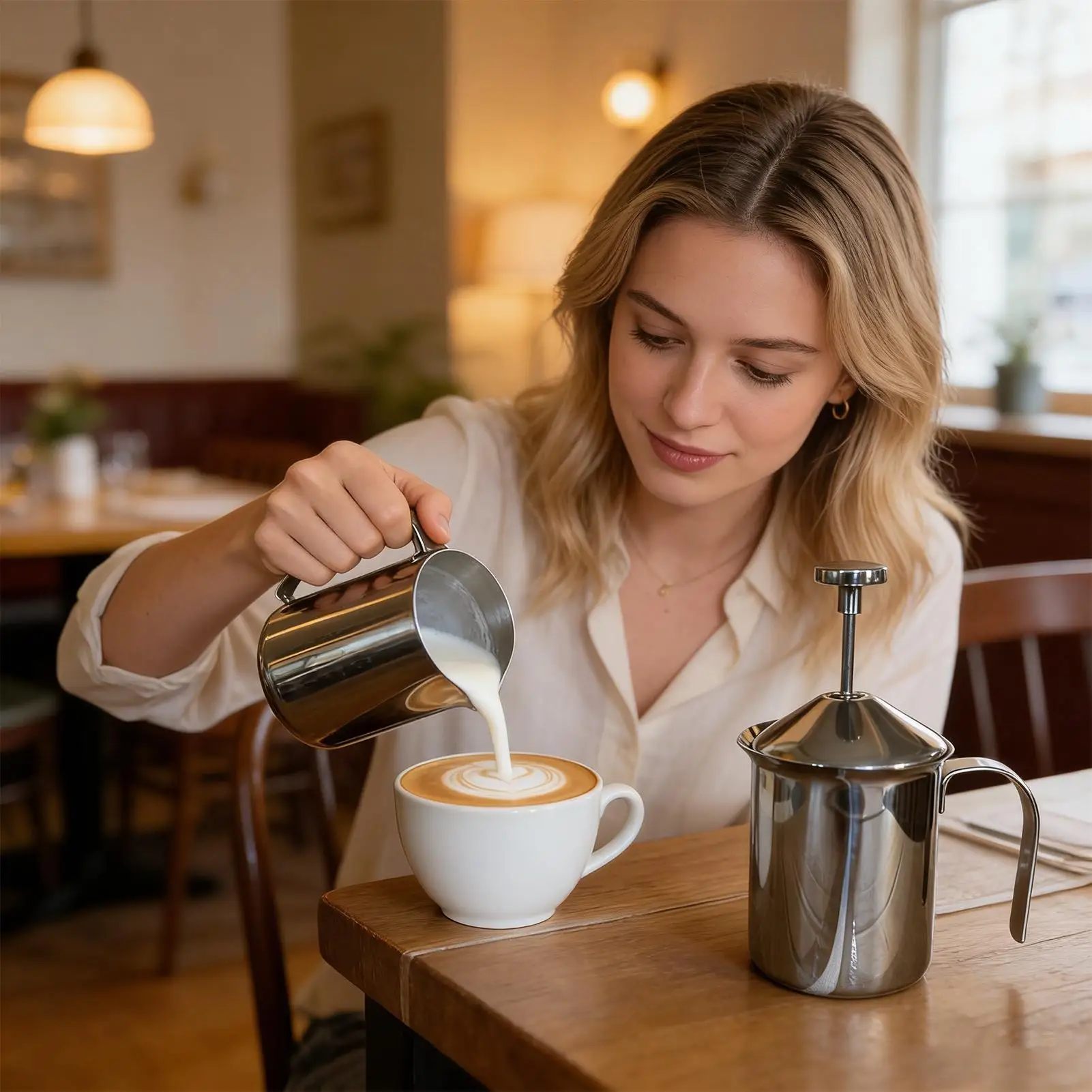 Manual Frother Stainless Steel Coffee Foam Maker Milk Frothing Pitcher For Hot Chocolate Latte Espresso Cream Breakfast Kitchen
Manual Frother Stainless Steel Coffee Foam Maker Milk Frothing Pitcher For Hot Chocolate Latte Espresso Cream Breakfast Kitchen