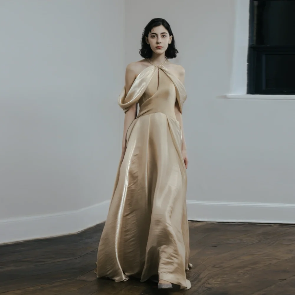 ROSELLA Champagne Halter Evening Dresses Floor Length A Line Pleated Organza Korean New 2023
ROSELLA Champagne Halter Evening Dresses Floor Length A Line Pleated Organza Korean New 2023