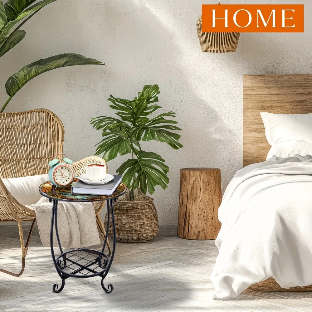 14 Inch Round Metal Outdoor Side Table with Mosaic Top - Portable Indoor/Outdoor Accent Table, for Patio, Garden, Porch, Coffee Table or End Table - Small Round Table for small spaces (14 Inch)
14 Inch Round Metal Outdoor Side Table with Mosaic Top - Portable Indoor/Outdoor Accent Table, for Patio, Garden, Porch, Coffee Table or End Table - Small Round Table for small spaces (14 Inch)