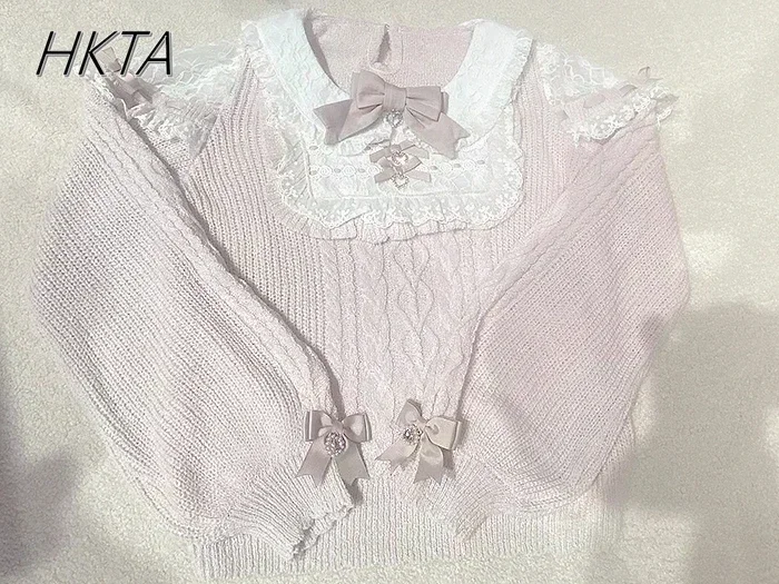 Lolita Japanese Liz Sweater Women Autumn Winter New Rhinestone Love Lace Ruffle Mine Off-shoulder Long-sleeve Sweater Knitwear
Lolita Japanese Liz Sweater Women Autumn Winter New Rhinestone Love Lace Ruffle Mine Off-shoulder Long-sleeve Sweater Knitwear