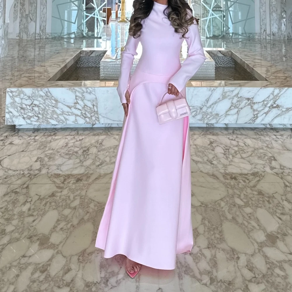 Women's A-line Evening Dresses Floor-length High-neck Full Sleeve Prom Gown Simple Fashion Draped Casual Customized Gowns
Women's A-line Evening Dresses Floor-length High-neck Full Sleeve Prom Gown Simple Fashion Draped Casual Customized Gowns
