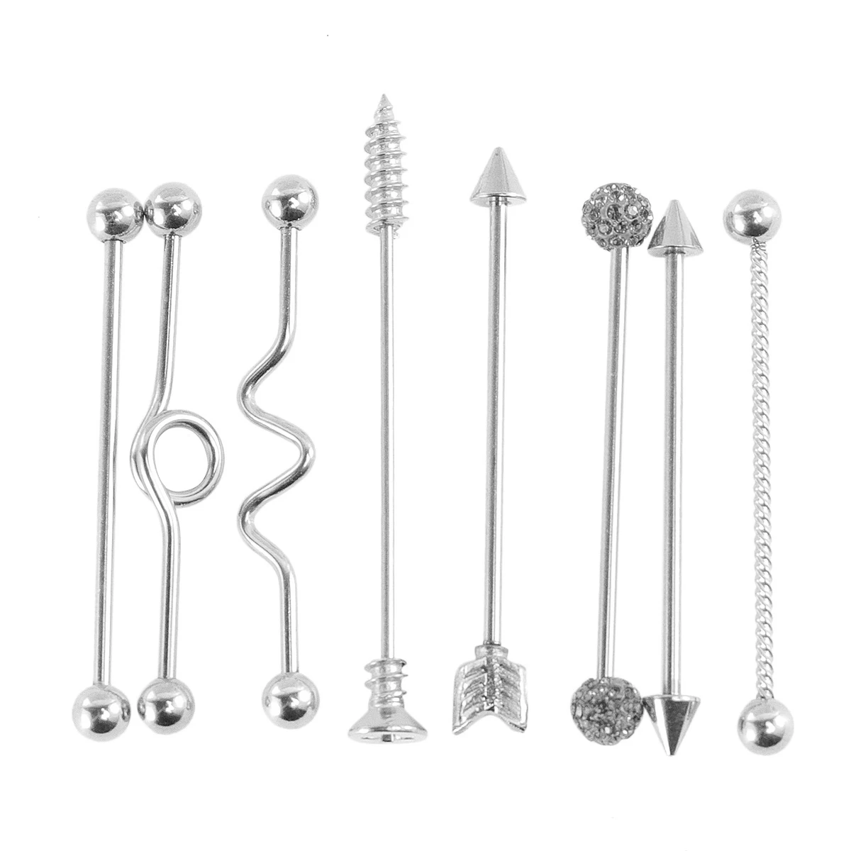 8 Pcs Ear Expansion Screw Set Studs Industrial Piercing Jewelry Barbell Earring Arrows Silver Durable Safe Body Decor
8 Pcs Ear Expansion Screw Set Studs Industrial Piercing Jewelry Barbell Earring Arrows Silver Durable Safe Body Decor