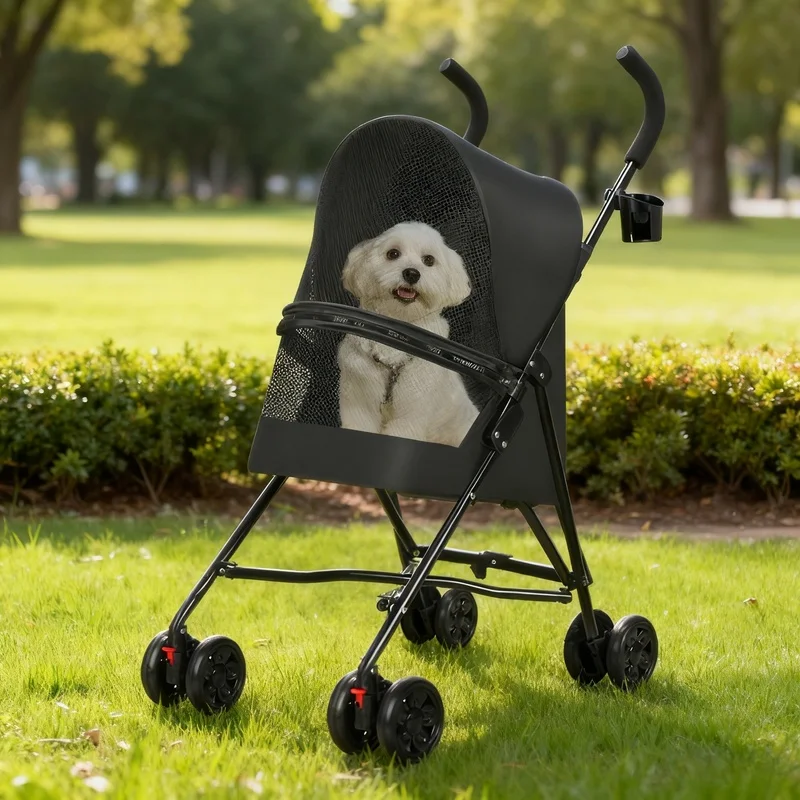 Lightweight Foldable Pet Stroller for Small Dogs Cats with Mesh Ventilation and Cup Holder, Black
Lightweight Foldable Pet Stroller for Small Dogs Cats with Mesh Ventilation and Cup Holder, Black