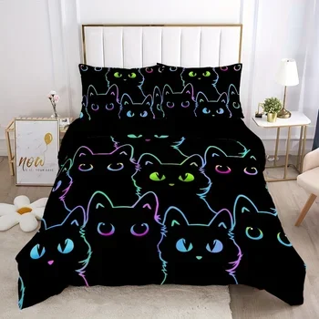 3PCS Single-sided Cute Black Cat Printed Comforter Bedding Sets Comfortable Bedspreads Comforter Duvet King Queen Birthday Gift
3PCS Single-sided Cute Black Cat Printed Comforter Bedding Sets Comfortable Bedspreads Comforter Duvet King Queen Birthday Gift