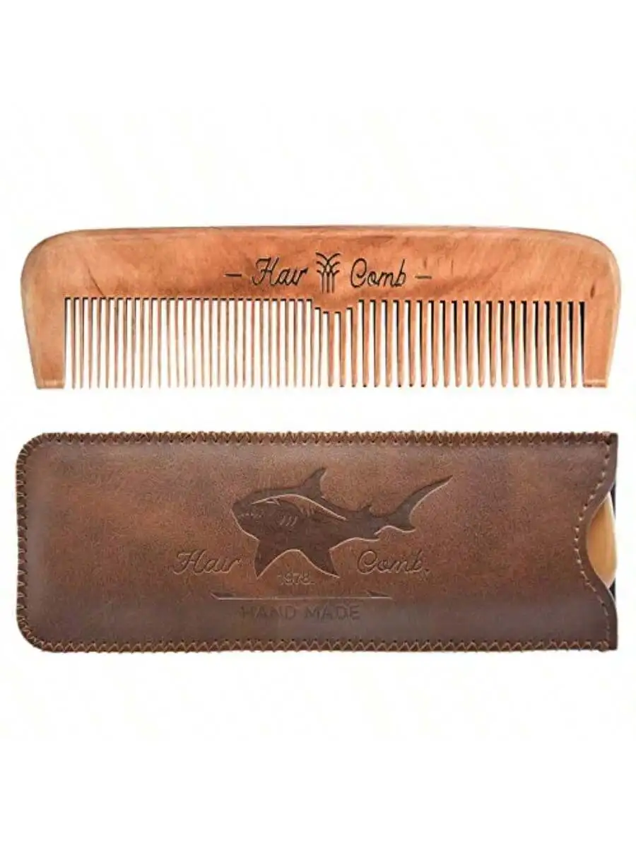 Handmade Wooden Beard Comb For Men With Leather Travel Case Brown Shark Design
Handmade Wooden Beard Comb For Men With Leather Travel Case Brown Shark Design