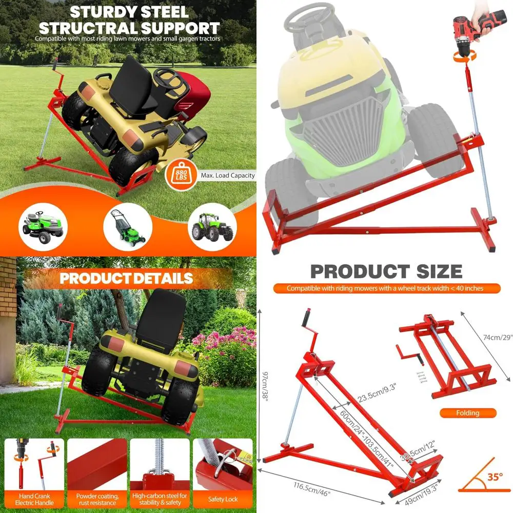 Heavy-Duty Steel Lawn Mower, 880 lbs Capacity, Folding Jack, Manual & Power Tool Compatible, Red
Heavy-Duty Steel Lawn Mower, 880 lbs Capacity, Folding Jack, Manual & Power Tool Compatible, Red