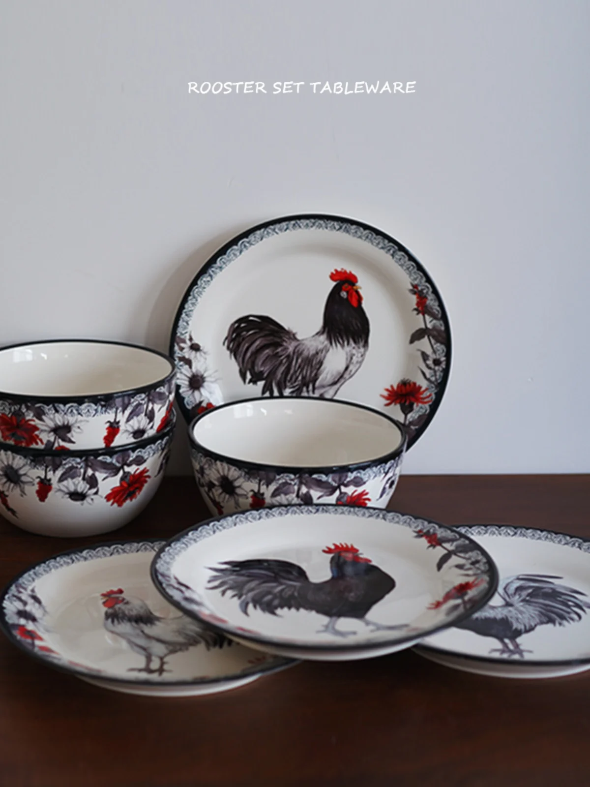 European Retro Rooster Themed Ceramic Underglaze Color Dining Plate, Western Style Steak Dish, Bowl
European Retro Rooster Themed Ceramic Underglaze Color Dining Plate, Western Style Steak Dish, Bowl