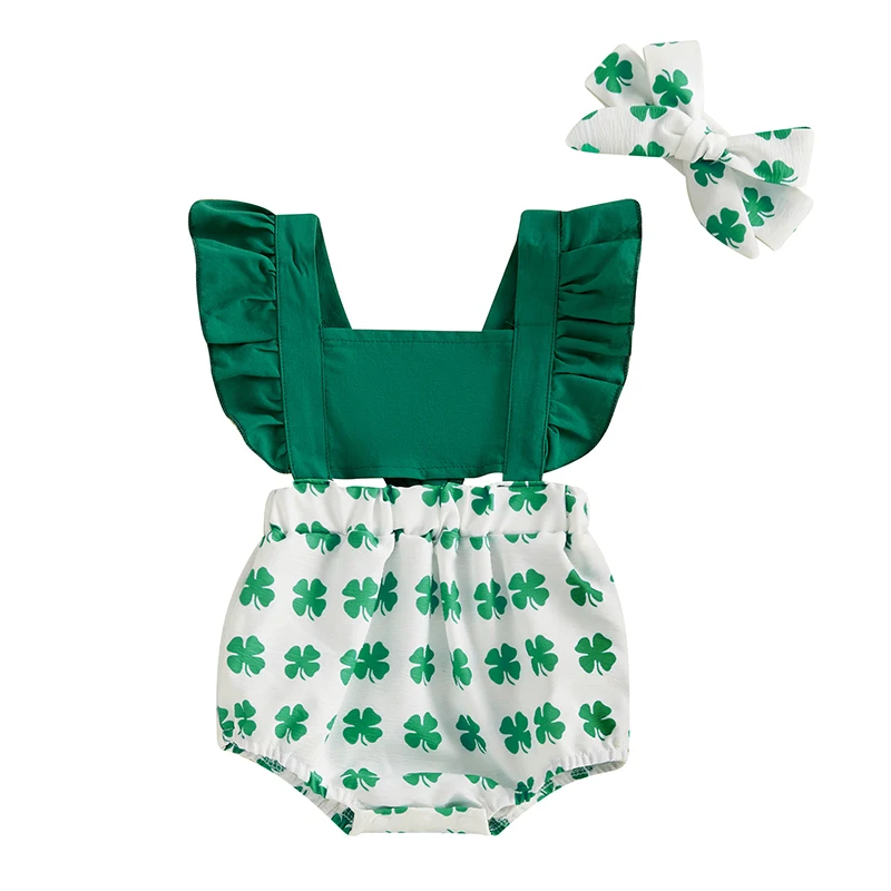 Baby Girls Rompers Ireland Clothes Clover Print Ruffles Sleeveless Spring Bodysuits Jumpsuits with Headband
Baby Girls Rompers Ireland Clothes Clover Print Ruffles Sleeveless Spring Bodysuits Jumpsuits with Headband