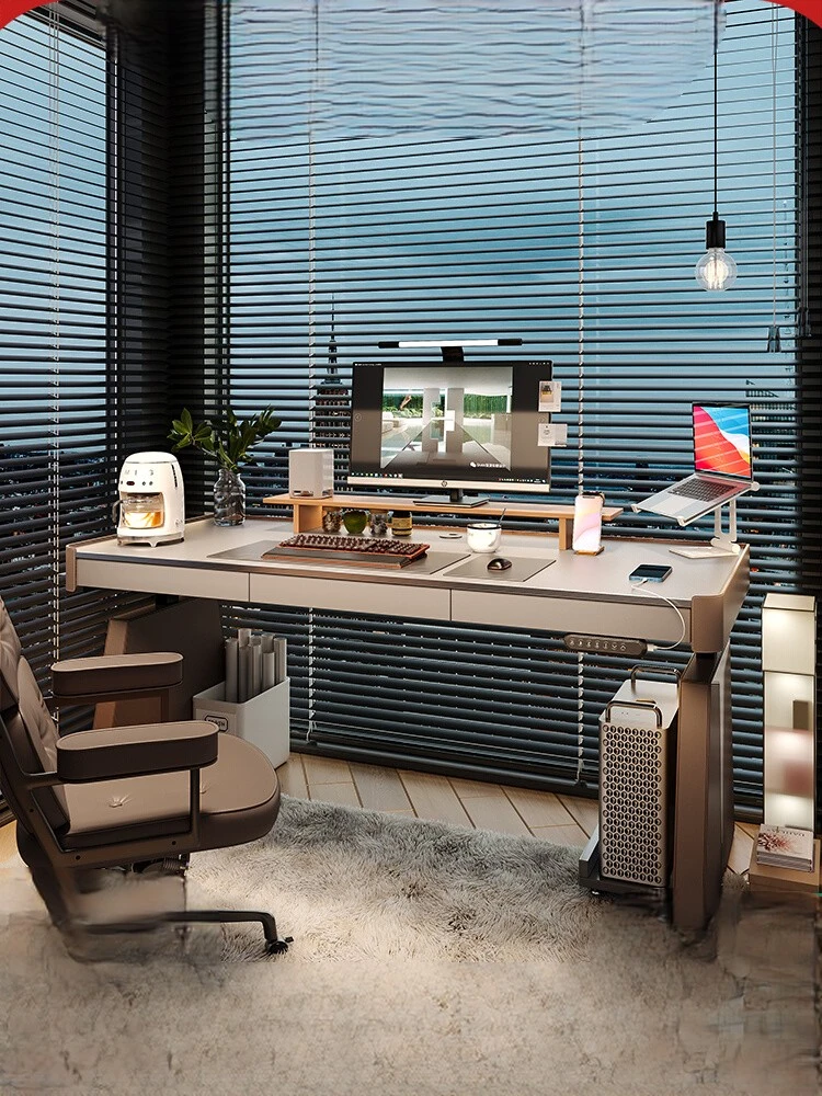 Electric adjustable computer desk solid wood saddle leather desk slate designer desk
Electric adjustable computer desk solid wood saddle leather desk slate designer desk