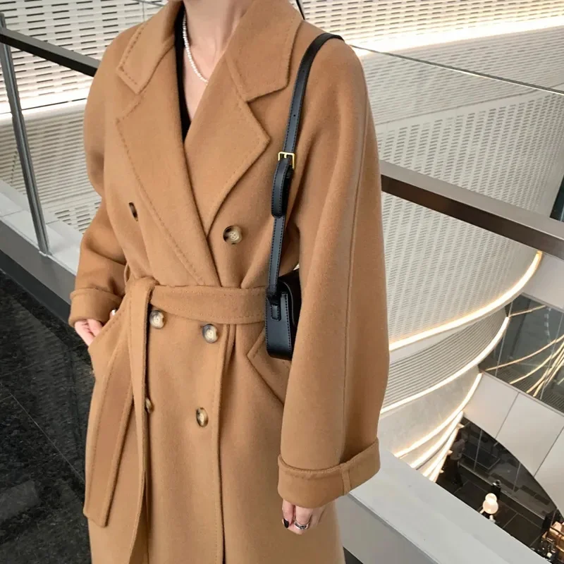 Women Woolen Coat Autumn Winter 2025 New Korean Loose Double-Sided Cashmere Wool Coat Female Overcoat Outerwear
Women Woolen Coat Autumn Winter 2025 New Korean Loose Double-Sided Cashmere Wool Coat Female Overcoat Outerwear