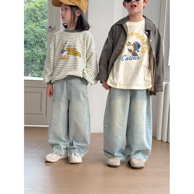 Children Jeans 2025 Spring Autumn New Pants for Boys and Girls Solid Color Casual Denim Straight Pants
Children Jeans 2025 Spring Autumn New Pants for Boys and Girls Solid Color Casual Denim Straight Pants
